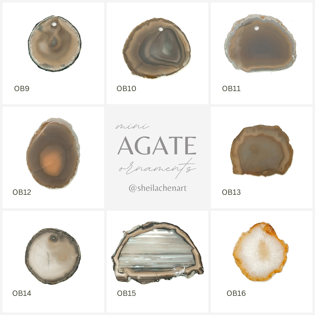 LARGE Agate Ornament - Greys
