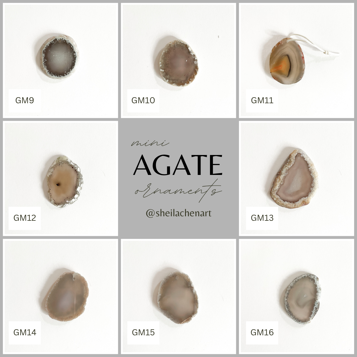MINI Agate Ornament -Grey