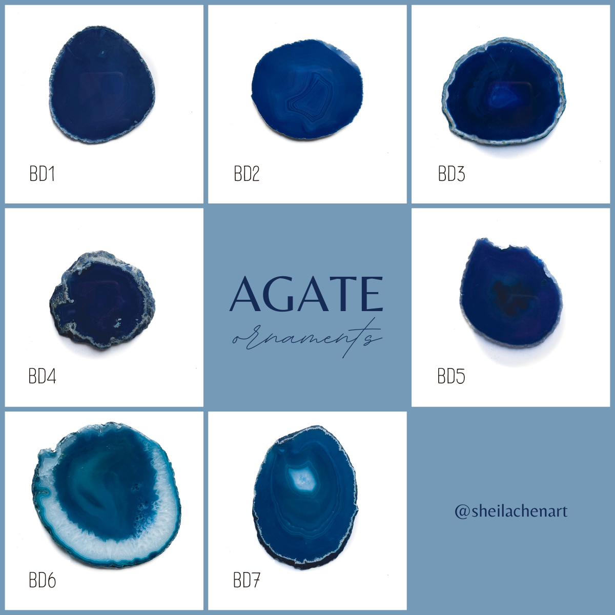 Agate Ornament - Dark with Bronze Ink