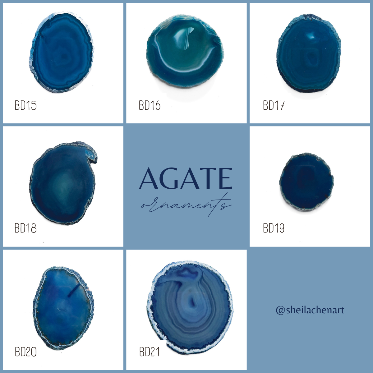 Agate Ornament - Dark with Bronze Ink