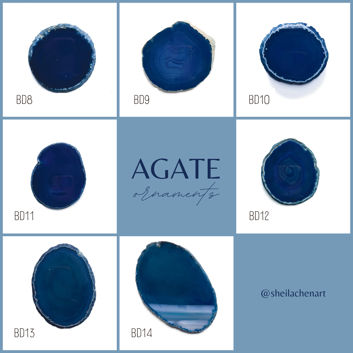 Agate Ornament - Dark with Bronze Ink