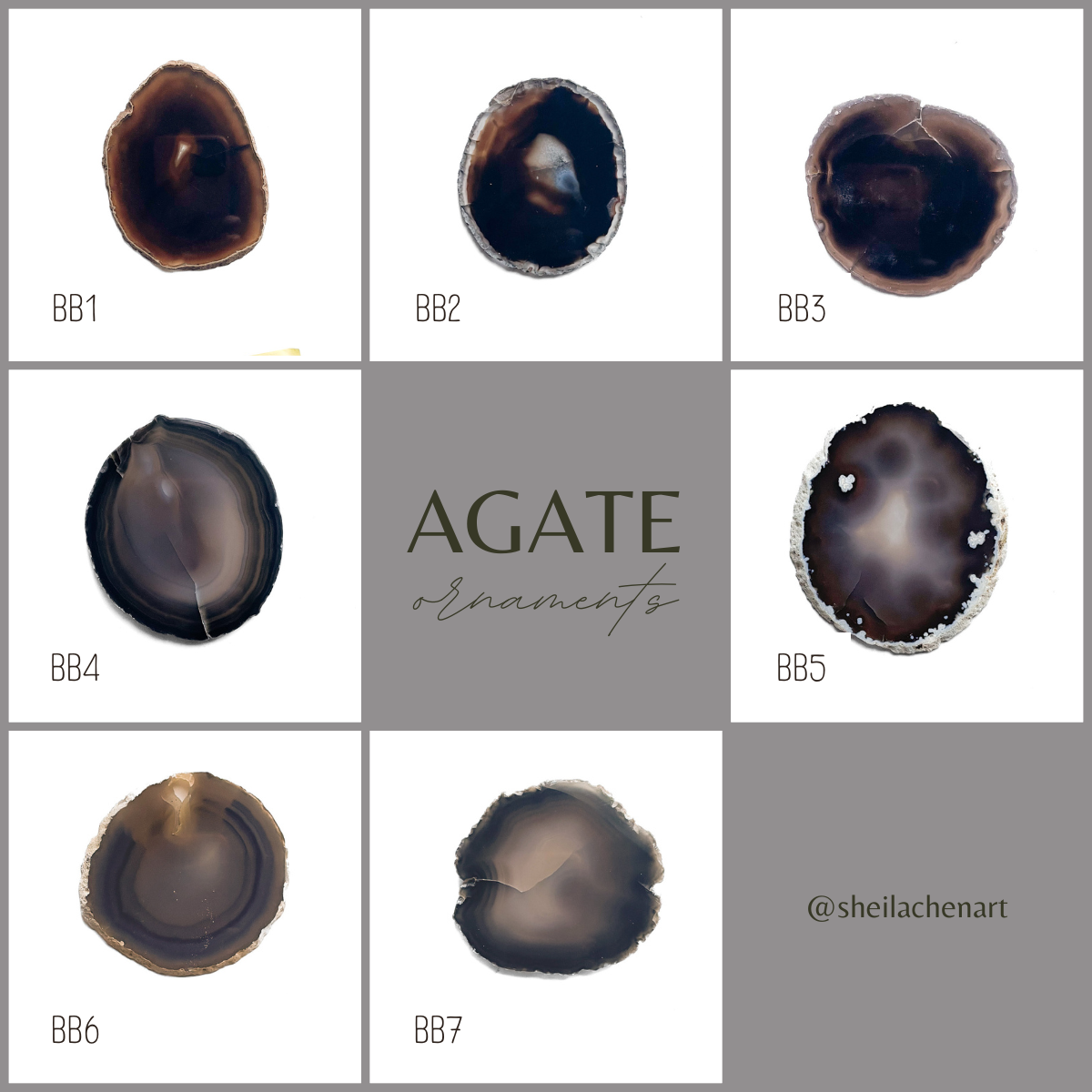 Agate Ornament - Dark with Bronze Ink