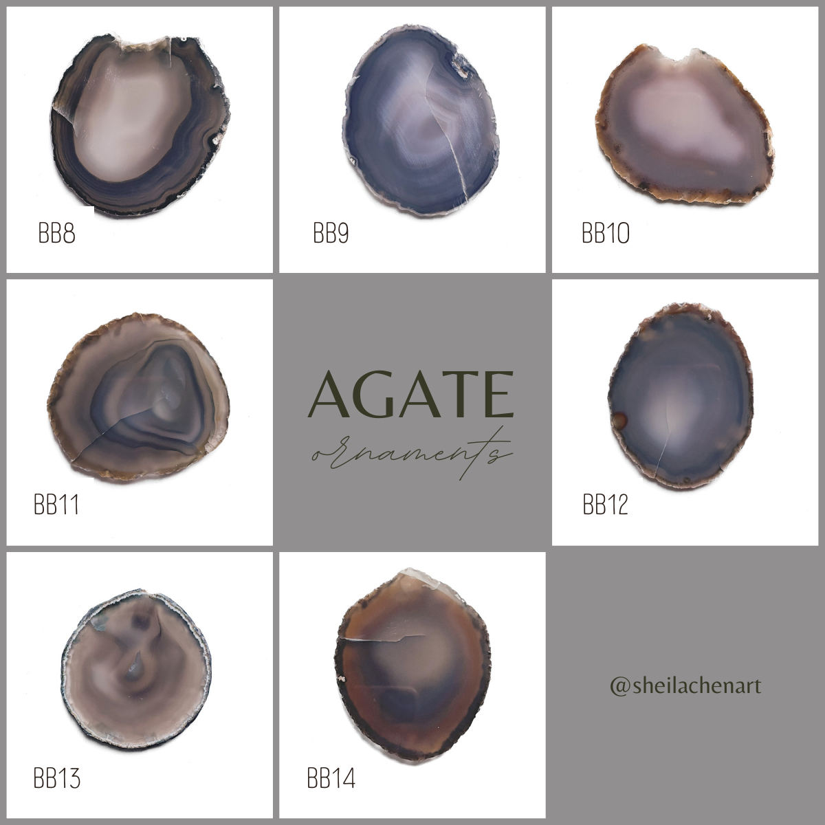 Agate Ornament - Dark with Bronze Ink