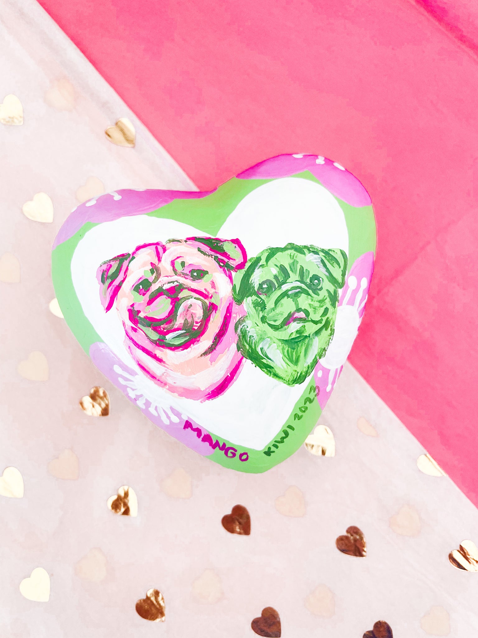 Pawliday Ornaments - Paper Mache Hearts