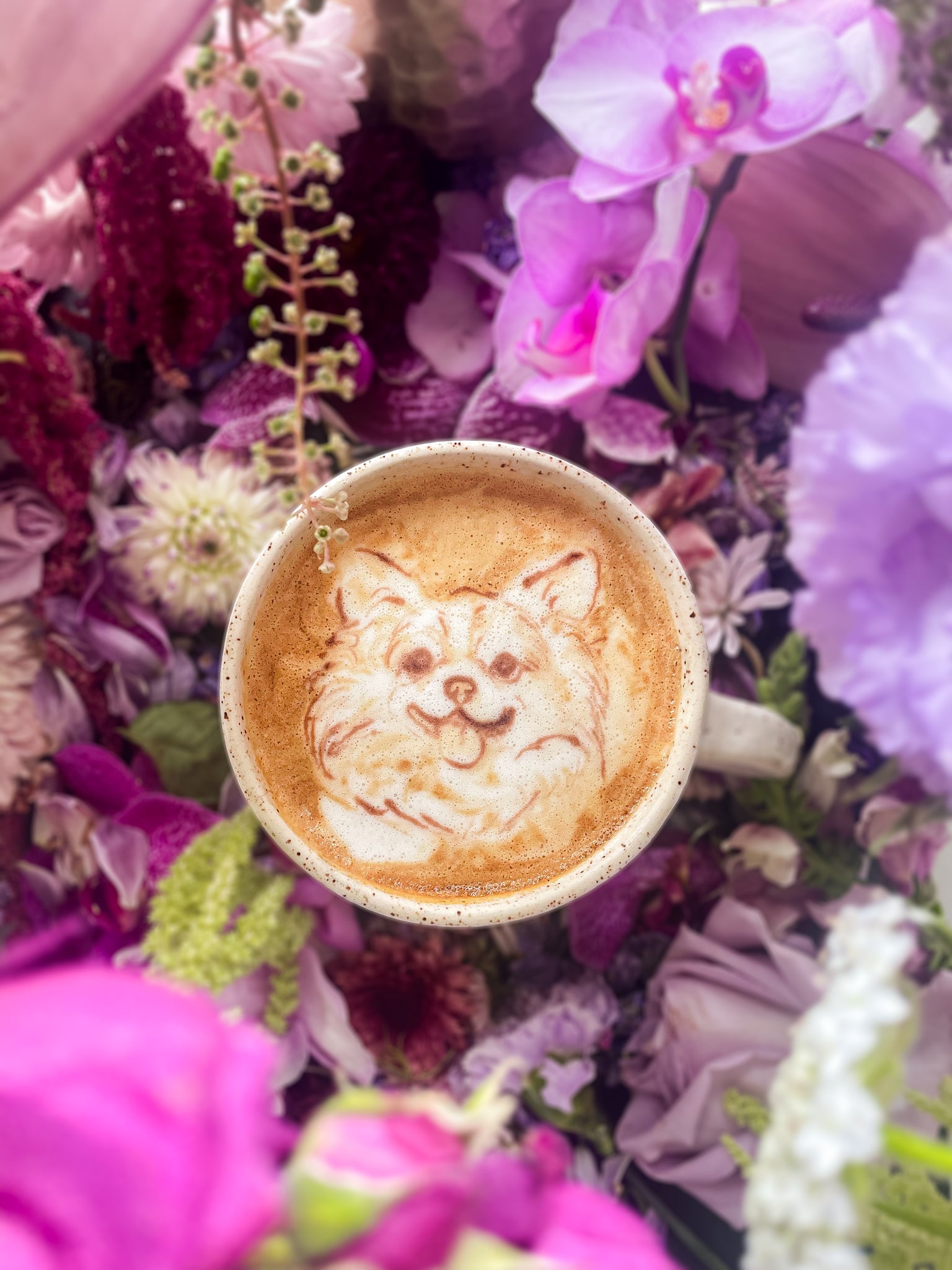 Latte Pet Portrait- Floral Bouquet