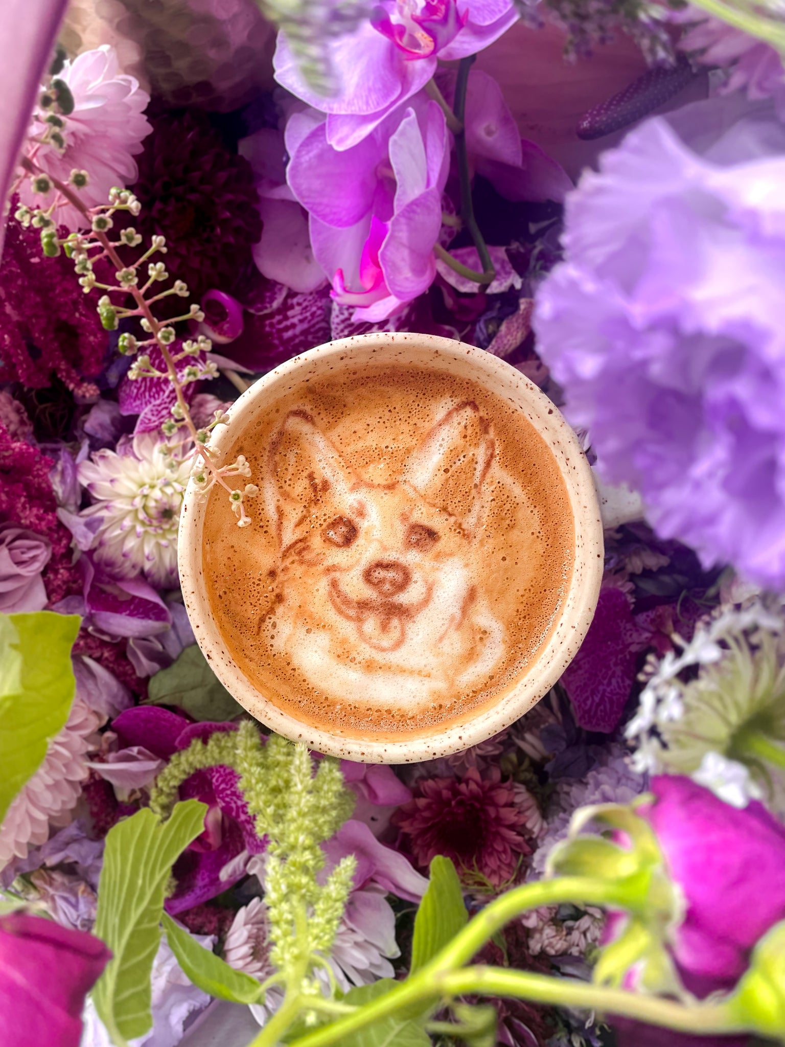 Latte Pet Portrait- Floral Bouquet