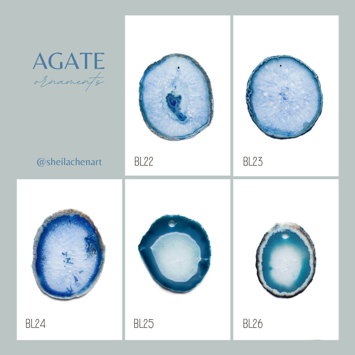 Agate Ornament - Light with Black Ink