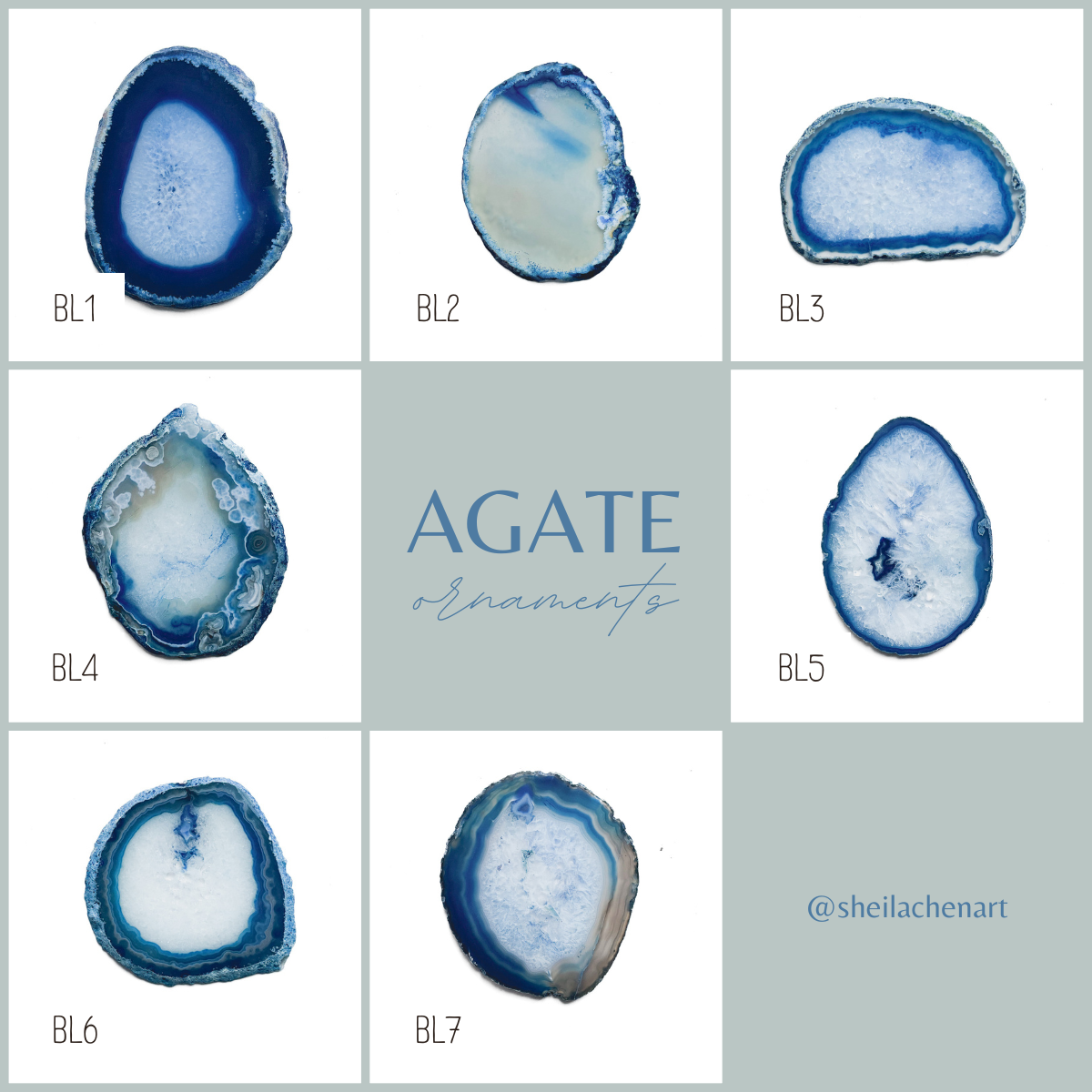 Agate Ornament - Light with Black Ink
