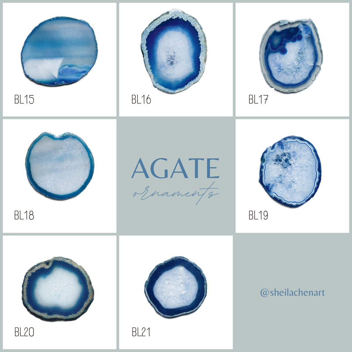 Agate Ornament - Light with Black Ink