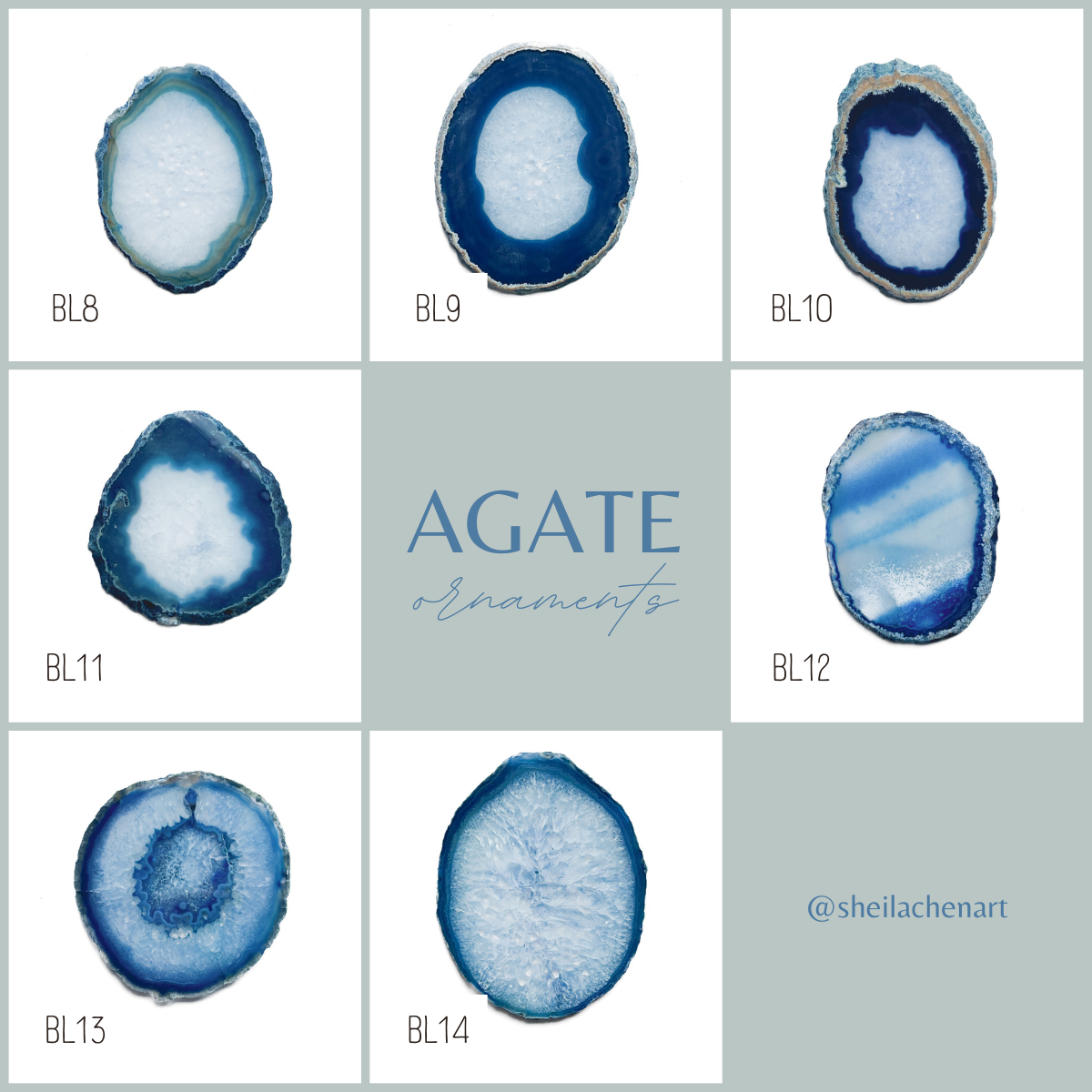 Agate Ornament - Light with Black Ink