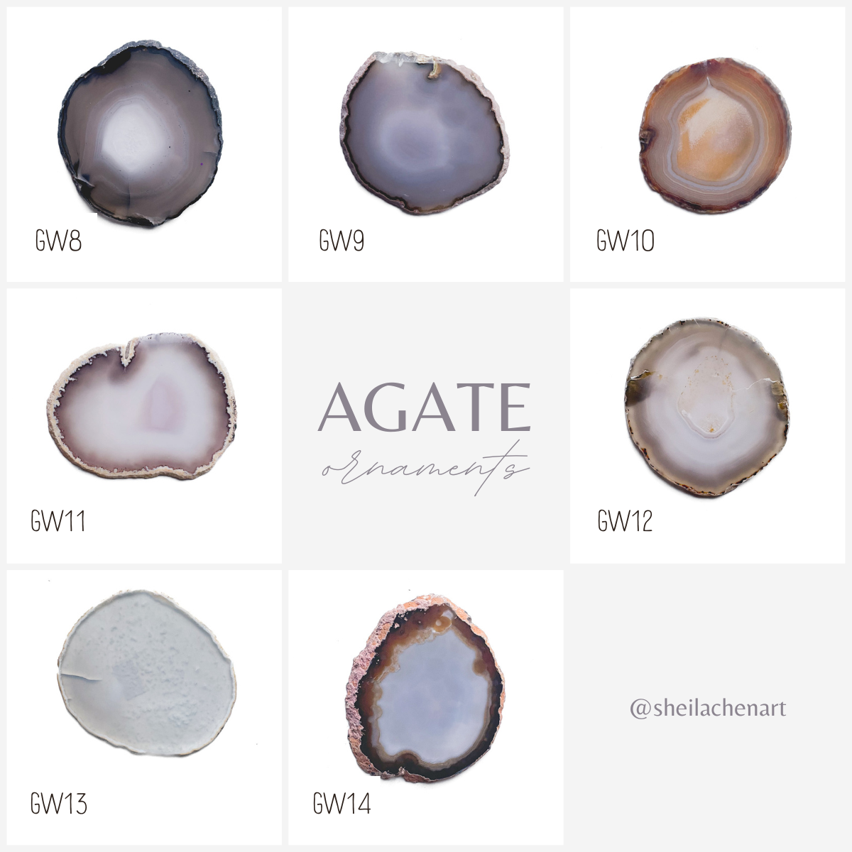 Agate Ornament - Light with Black Ink