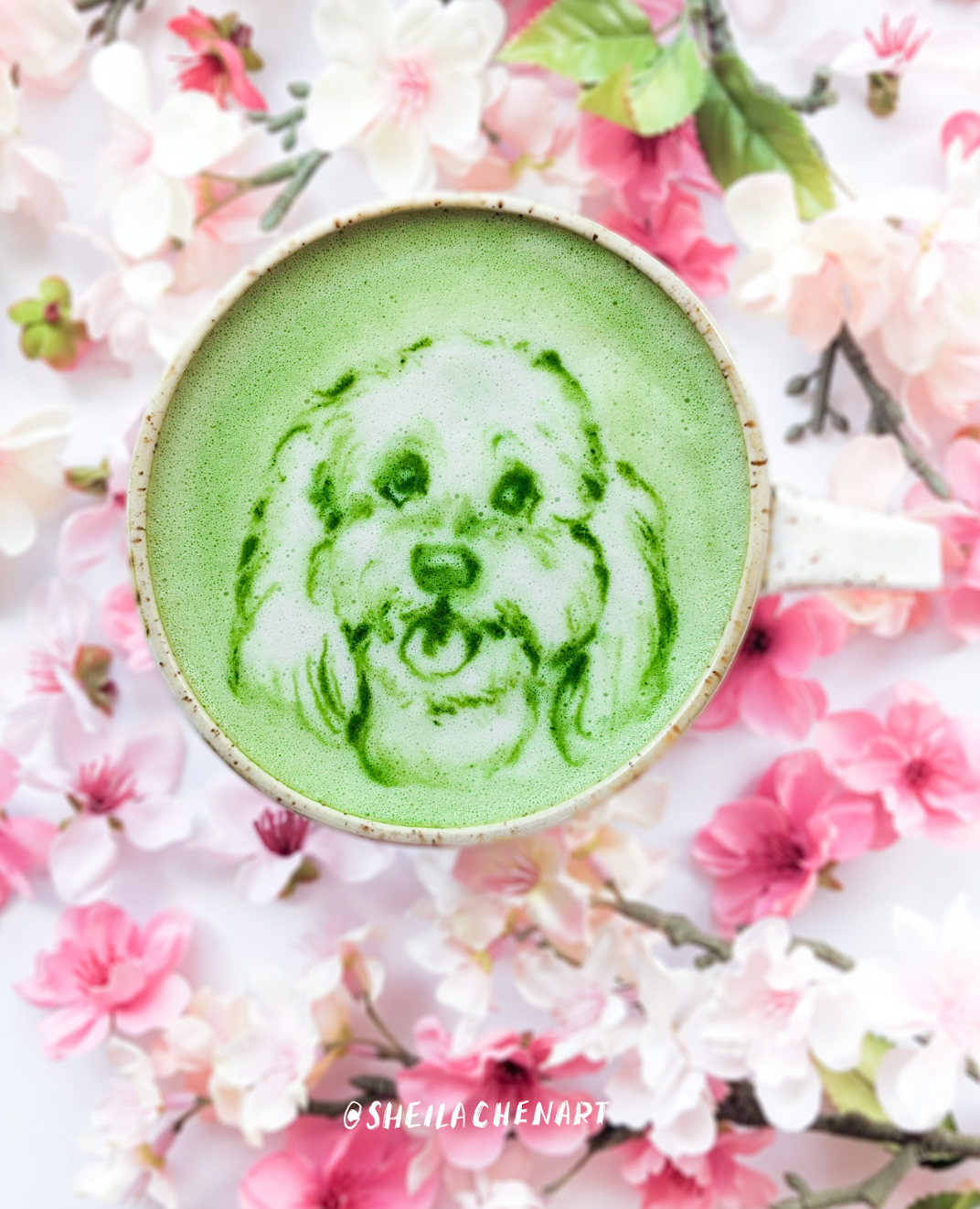 Matcha Pet Portrait- Blossoms