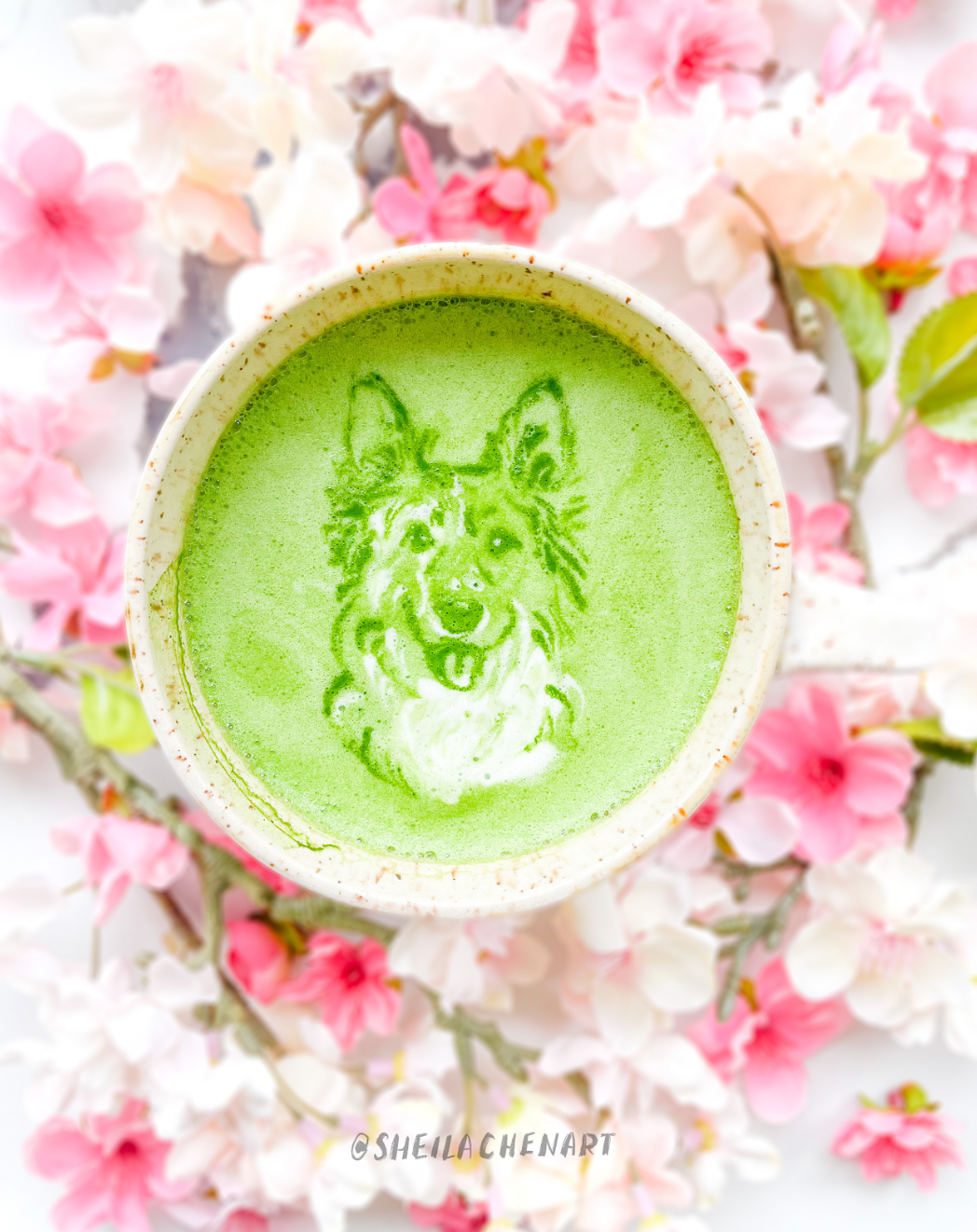Matcha Pet Portrait- Blossoms