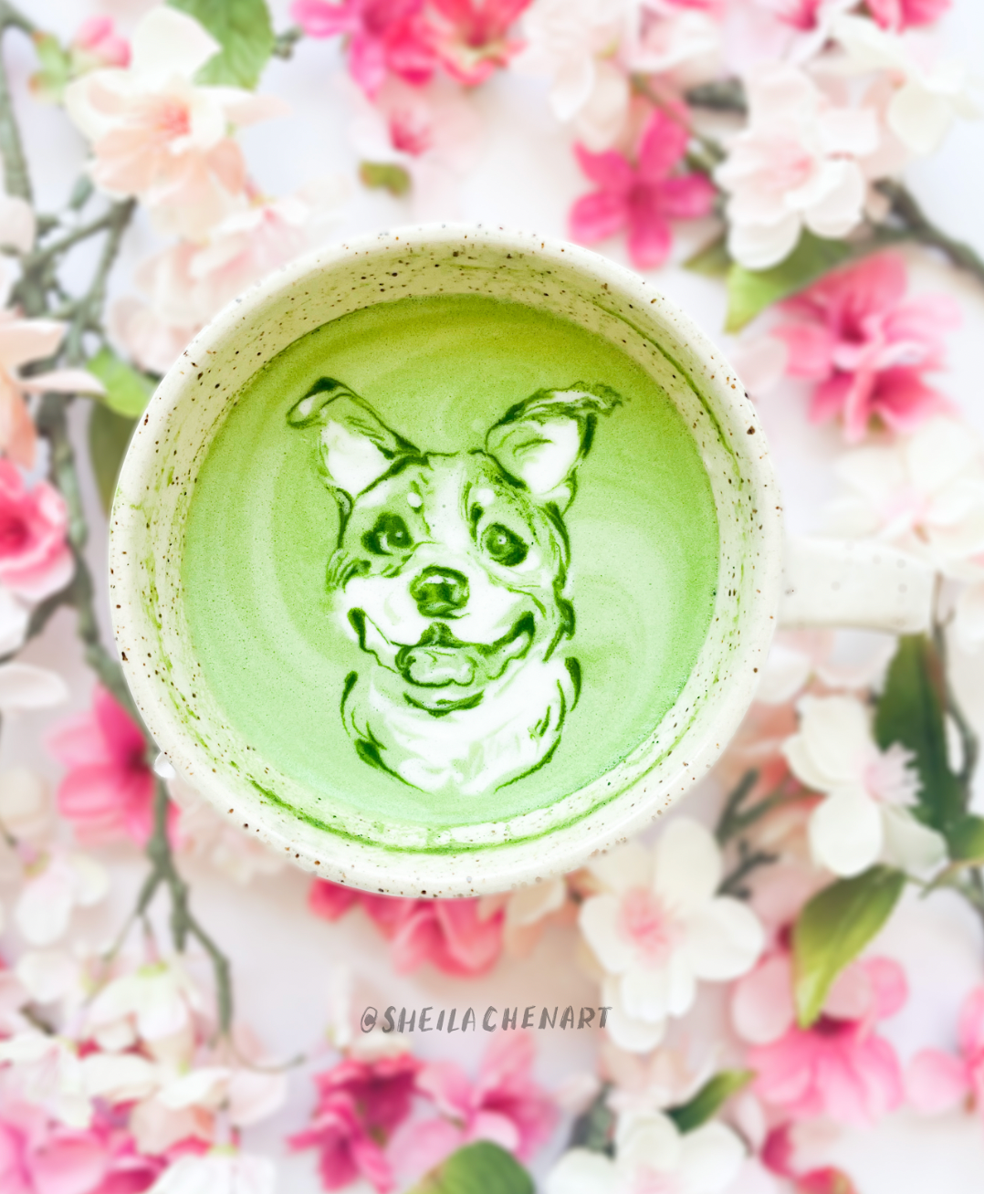 Matcha Pet Portrait- Blossoms