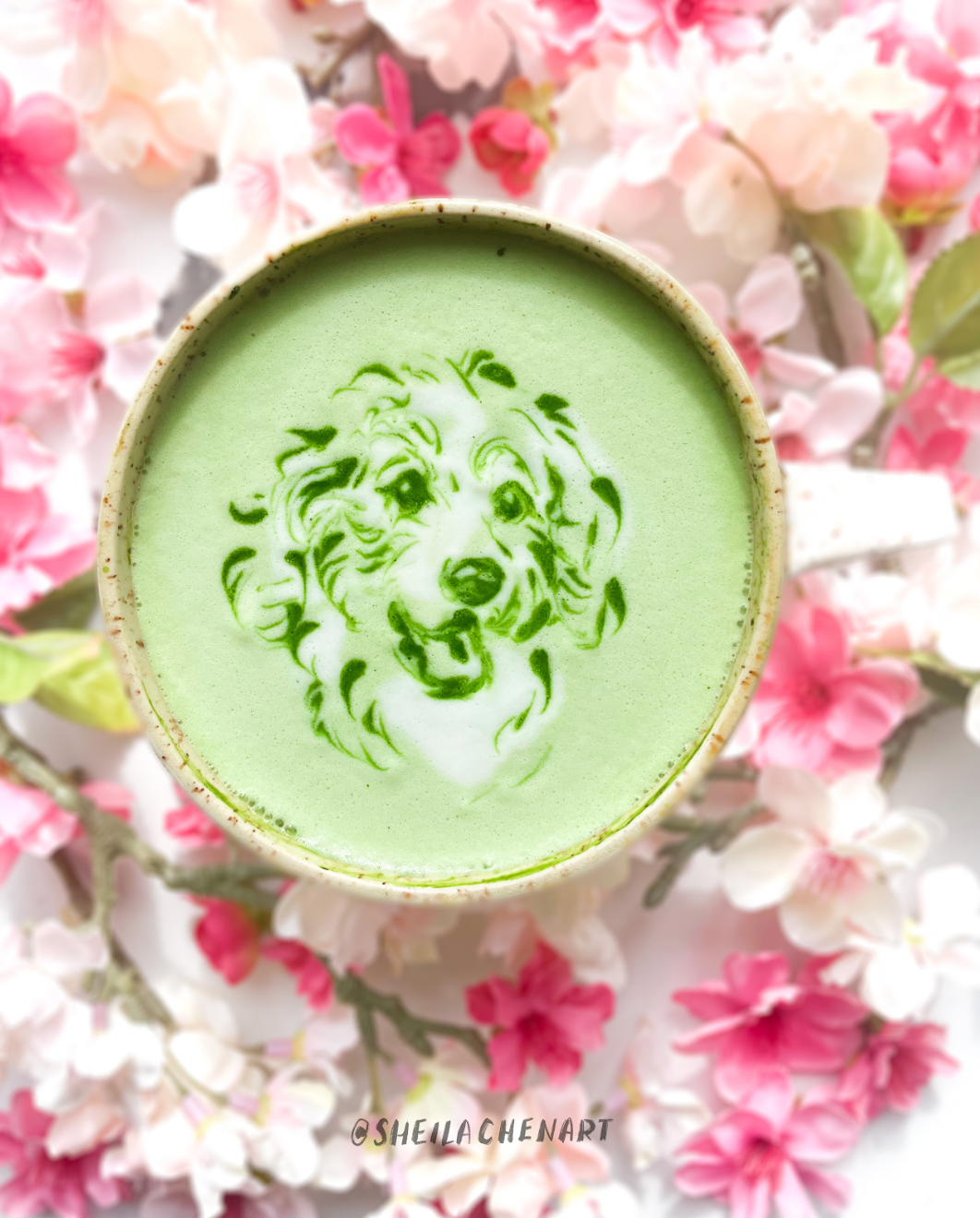 Matcha Pet Portrait- Blossoms