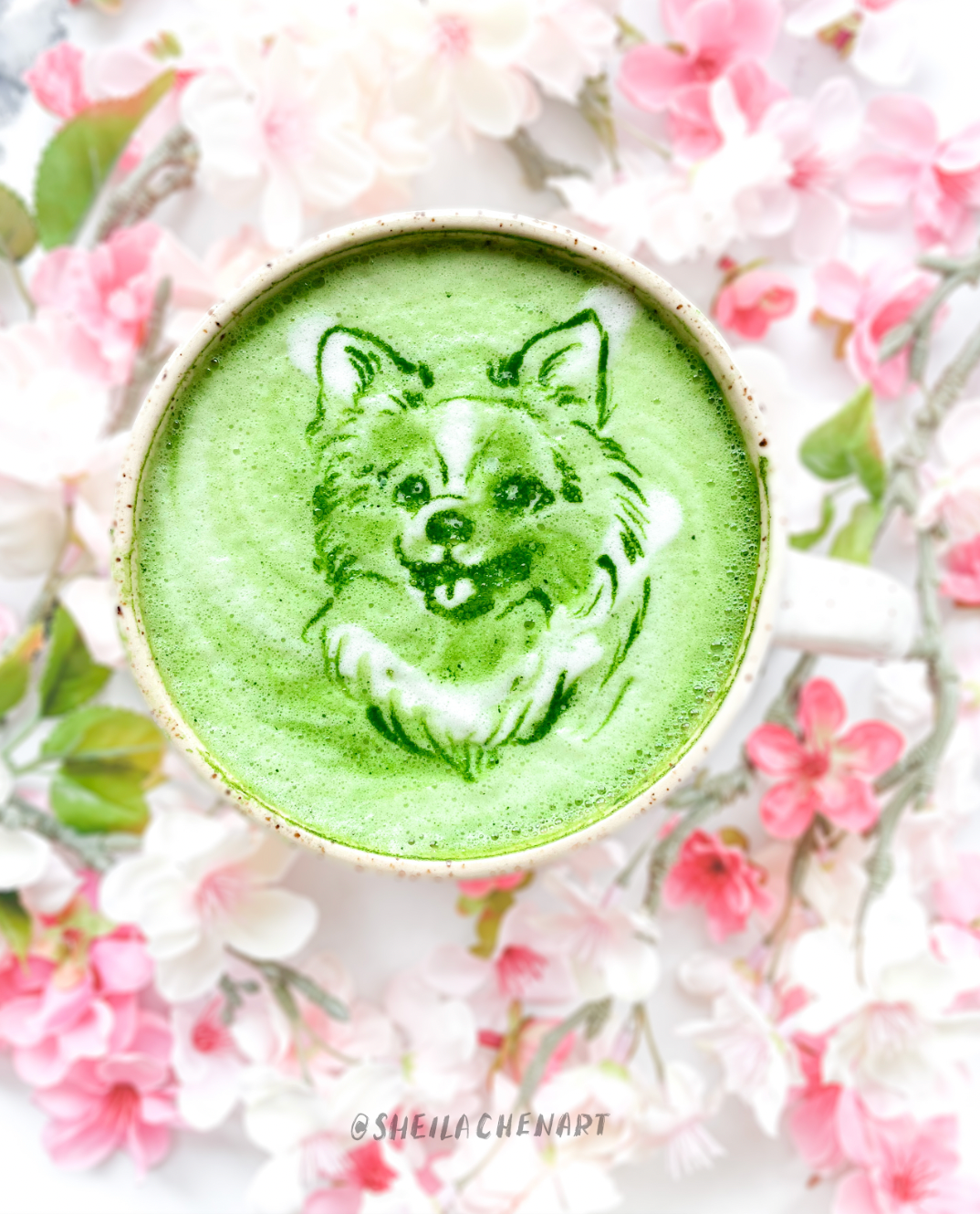 Matcha Pet Portrait- Blossoms
