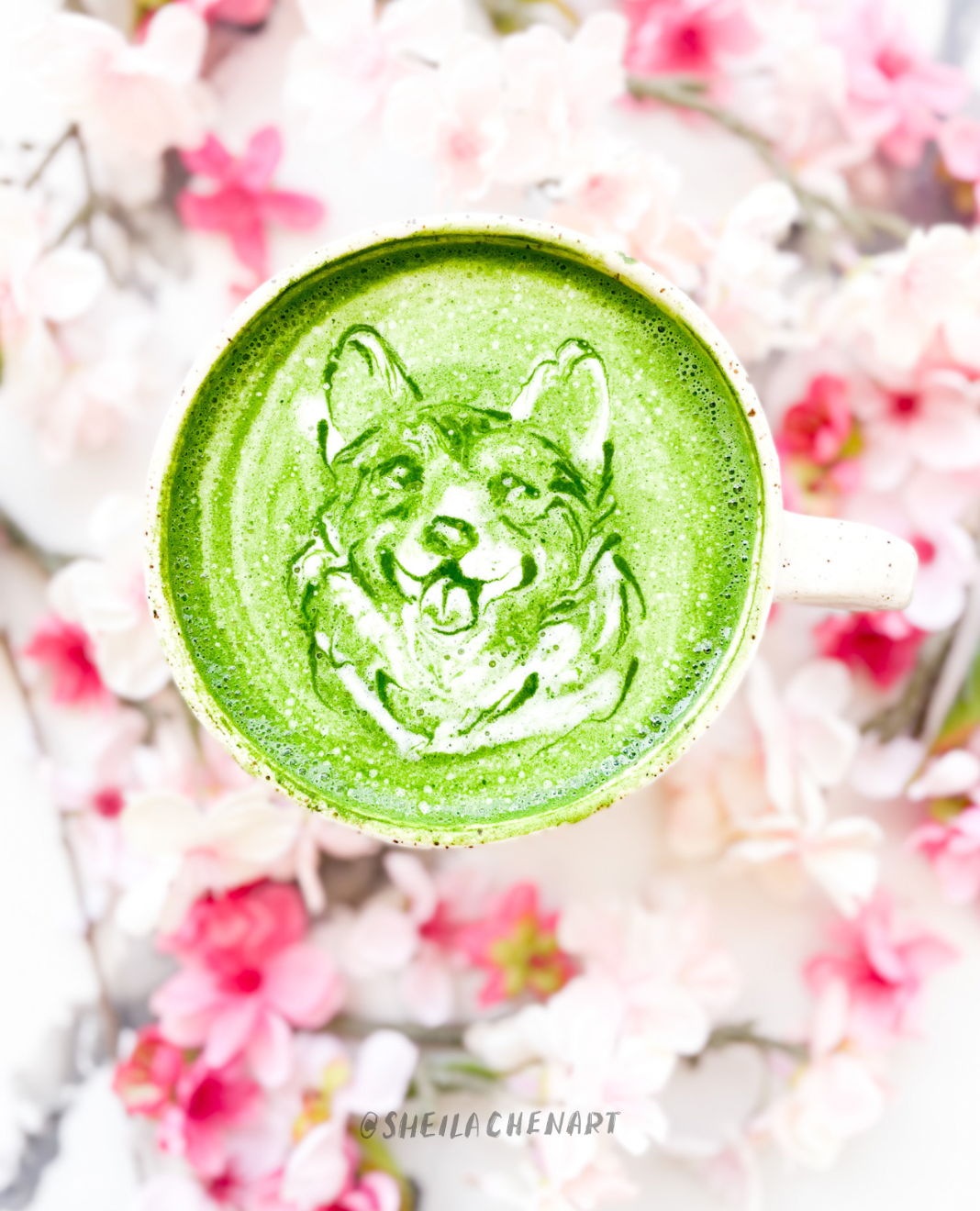 Matcha Pet Portrait- Blossoms