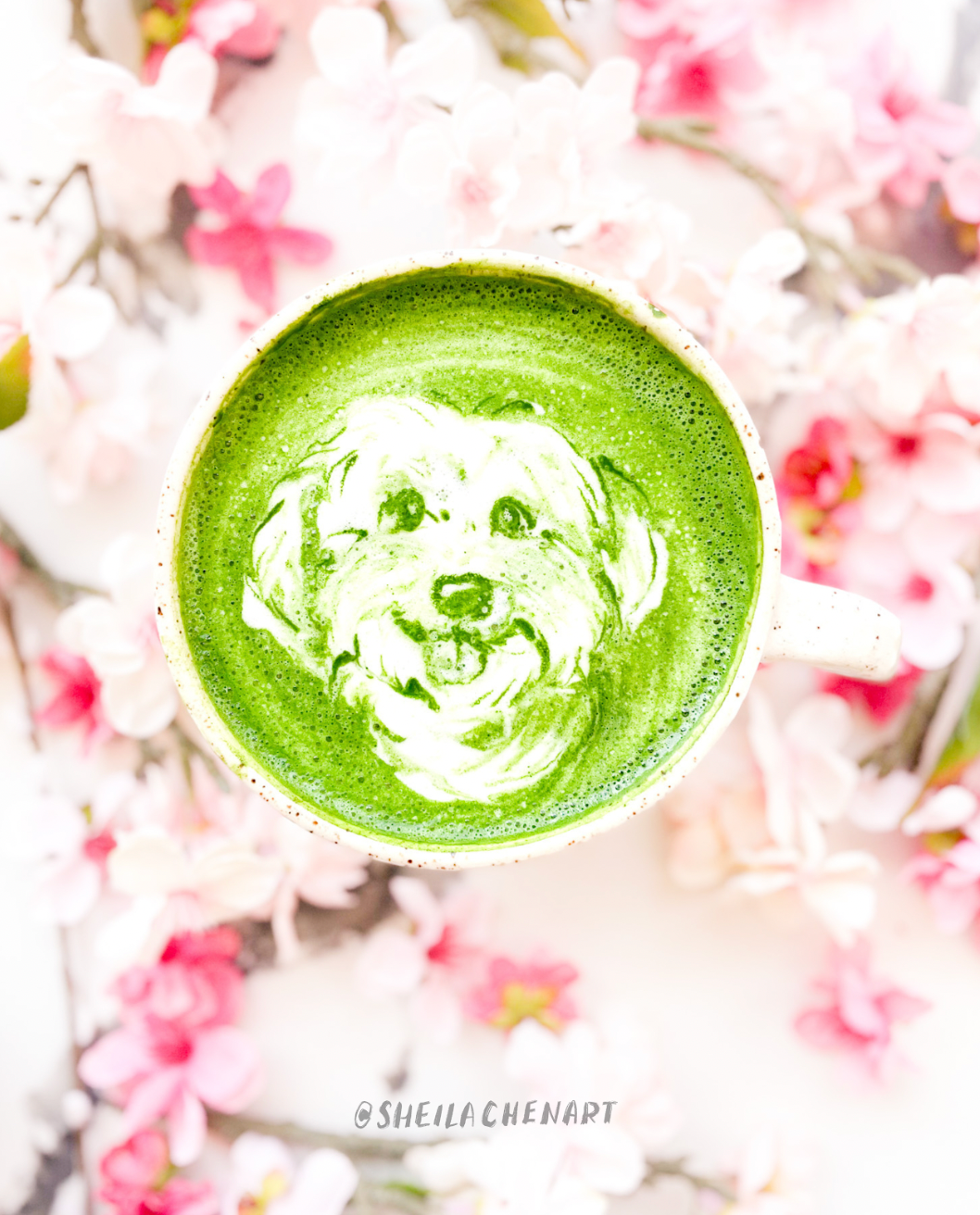 Matcha Pet Portrait- Blossoms