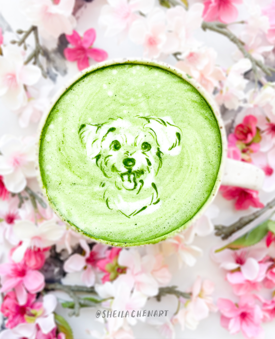 Matcha Pet Portrait- Blossoms