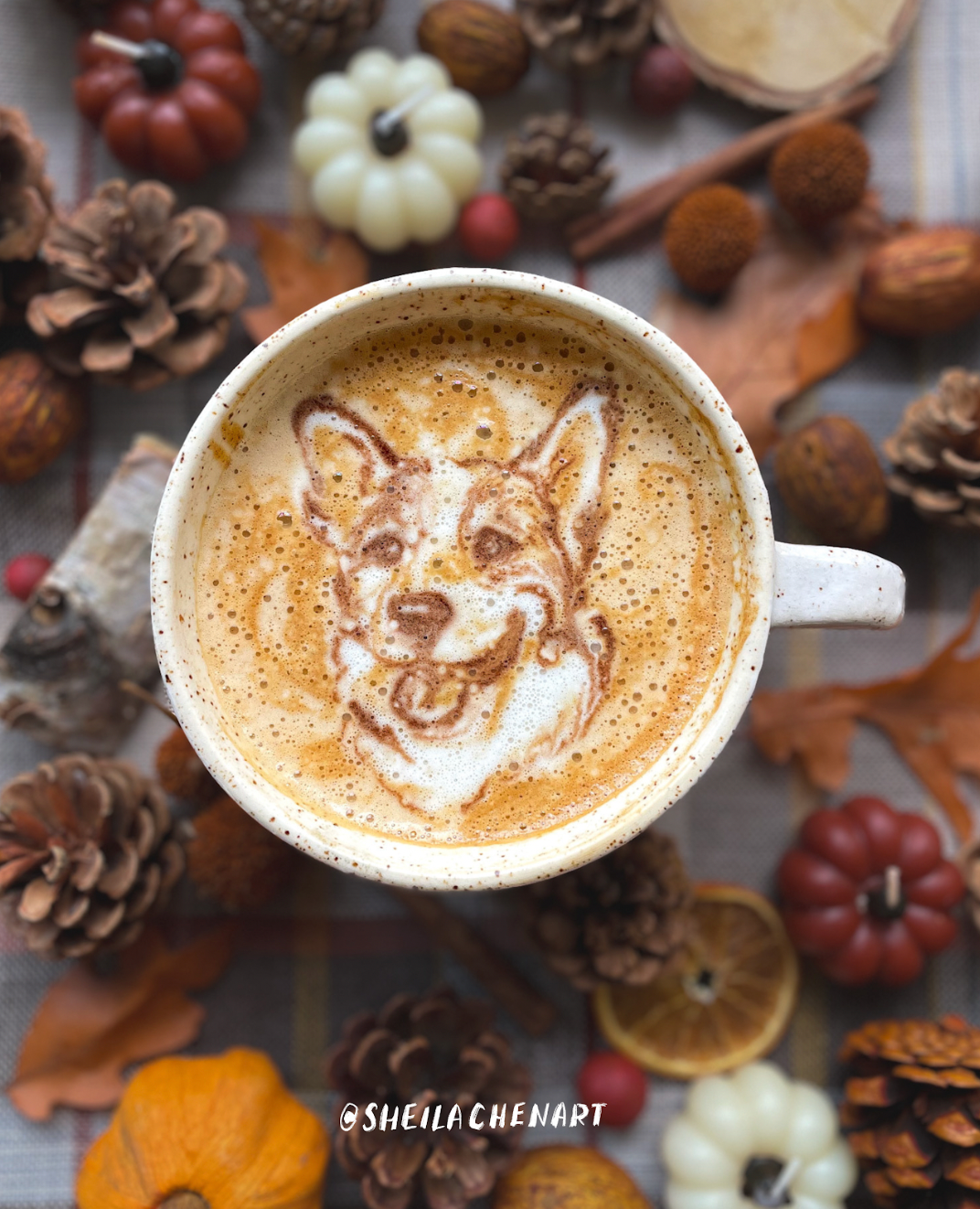 Pumpkin Spice Latte Pet Portrait