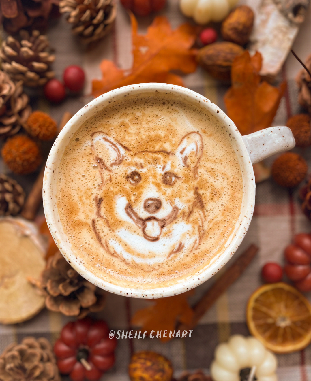 Pumpkin Spice Latte Pet Portrait