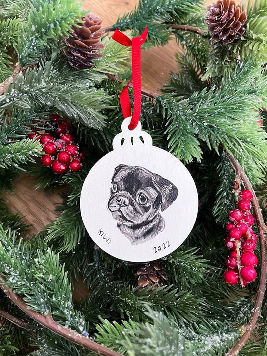 Pawliday Ornaments - Wood & Ink (Circle)